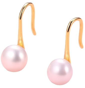 Hmzidz Orecchini Donna Perle di d'Acqua Dolce,Argento 925 Orecchini Perla Pendenti,Orecchini Monachella Perla,Orecchini Cerchio Perle Oro,Eleganti Gioielli Regali Orecchini Donna con Perla Rosa