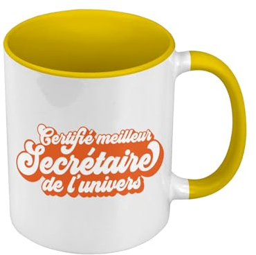 Tasse, Farbe Premium-Qualität, Gelb – zertifiziert bester Sekretär des Universums – Tasse mit Henkel und farbigem Innenraum