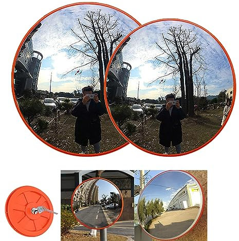 Konvexer Verkehrsspiegel 60cm für Einfahrt, Lager und Garage Sicherheit oder Laden Sicherheit, mit Verstellbarer Wandbefestigung Halterung zur Beseitigung von Toten Winkeln und Ecken