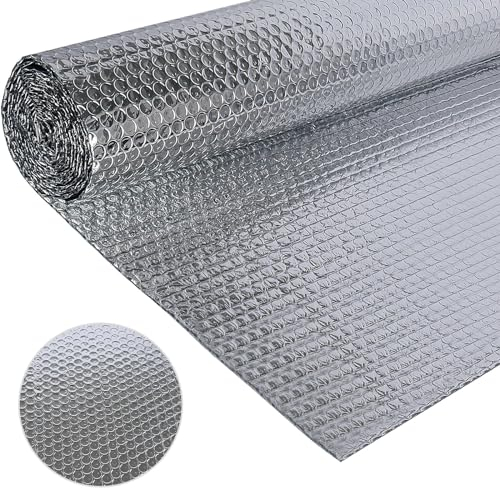 Lámina Aislante de Aluminio de Doble Cara, 60 cm x 4,6 m Lámina Aislante Reflectante, Perfecta Retención del Calor, Placa Aislante Adecuada para Vehículos, Techos, Ventanas, Tubos, etc.
