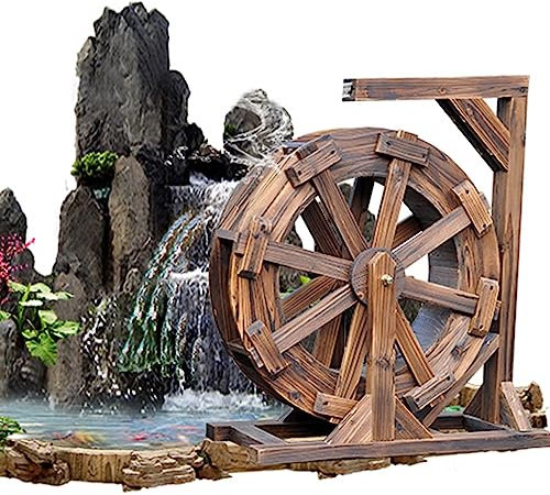 Gartenterrasse Teich Holz Wasserrad Brunnen Wasserfall Rad Gartendekoration Wasserspiel Für Teich Oder Gartendekoration (Größe: 50 cm (19,7 Zoll))