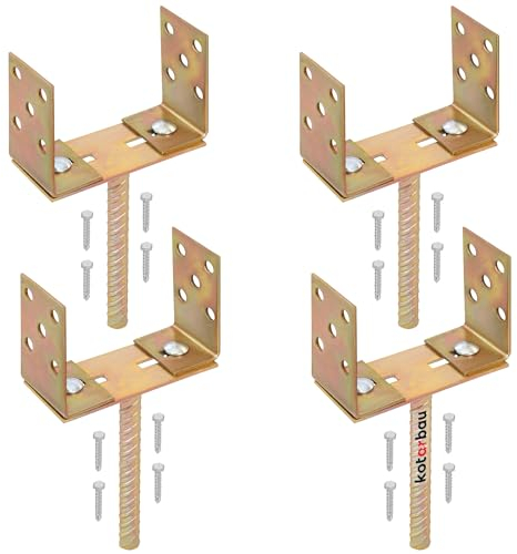KOTARBAU® 4er Set U-Pfostenträger 0-160 mm Breitverstellbar Stange 200 mm Verzinkt Stahl Pfostenträger Verstellbar Betonanker für Holzpfosten Einbetonieren Pfostenträger zum Einbetonieren Pfostenanker
