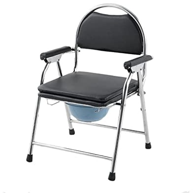 Tragbarer, Faltbarer Toilettenstuhl für den Nachttisch – Leichter, zusammenklappbarer Toilettenstuhl mit Rückenlehne, Armlehne, höhenverstellbarem Duschstuhl – ideal für Camping, Senioren und den He