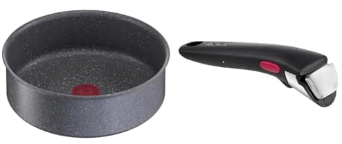 Tefal Ingenio Sauteuse 24 cm, Induction, Revêtement antiadhésif, Compatible lave-vaisselle & Ingenio Poignée amovible noire, Empilable, Verrouillage sécurité 3 points