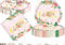 AIBAOBAO Vaisselle Anniversaire Fille 1 an, 24 Invites Fleurs Roses 'ONE' Fête D'anniversaire Serviettes Assiettes Papier, Set de Vaisselle de Fête d'anniversaire pour Fille, pour 24 Personnes