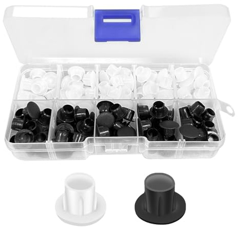 160 STK 8mm Abdeckstopfen Kunststoff, Loch Stecker, Kunststoff Loch Stecker, Lochstopfen, Bohren Abdeckung Stecker für Schrank, Bücherregal，Möbeln, Bohrungen (Schwarz, Weiß)