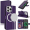 Zouzt Case for iPhone 13 Pro Max / 12 Pro Max (6.7), [Compatible with MagSafe] Magnetic PU Leather Wallet Case with Card Holders and Kickstand, Wireless Charging Flip Folio Phone Cover - Dark Purple