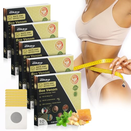 ACWOO Bienengift-Schlankheitspflaster, Bienengift Lymphdrainage Schlankheitspflaster, Bienengift Pflaster zum Abnehmen, Bee Venom Pflaster für Gewichtsreduktion, Entgiftung, Abführmittel,Schwarz（35PC）