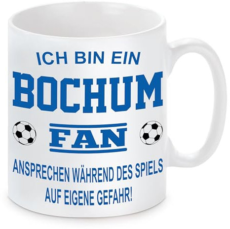 Fussball Tasse | Ich bin ein Bochum Fan - Ansprechen während des Spiels auf eigene Gefahr | Keramiktasse für Fußballfans | Spülmaschinenfest | hochwertiger Druck