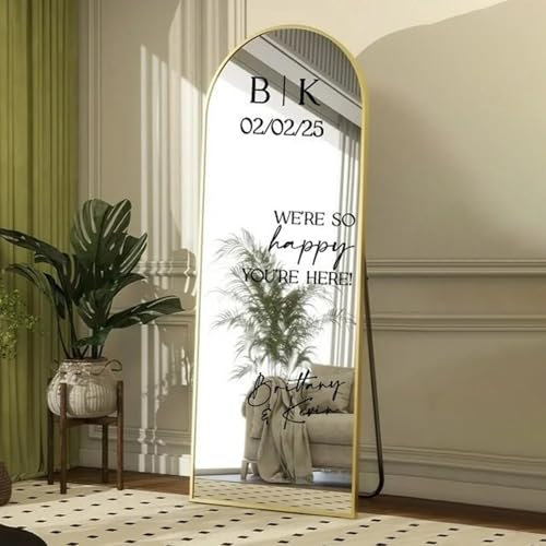 Gufacai Welcome to The Wedding Vinyl Spiegel Aufkleber Personalisierte Name Datum Aufkleber Hochzeitsschild Geburtstagsfeier Personalisierte Dekoration Vinyl Spiegel Aufkleber (Schwarz, 35x62cm)