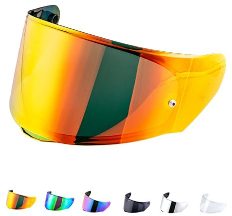 JQF Gear Helmvisier,Motorradhelm Visier für FF800/FF353/FF328,Motorrad Windschutz Helm Objektiv Visier Vollgesichts,Helmvisiere Zubehör Ersatz(Chrom Rot)