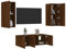 Juroupi 4-TLG. Wohnwand mit LED-Beleuchtung Wohnwand Wohnzimmer MöBel Wohnzimmer Fernsehwand Wohnzimmerschrank Braun Eiche Holzwerkstoff - 3216810