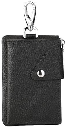 ARGOO Echt Leder Schlüsseltasche für Herren Damen Schlüsseletui mit Schlüsselbund Schlüsselmäppchen für Autoschlüssel Schlüsselanhänger (Schwarz)