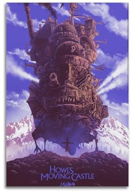 YXWOYNHY Anime-Poster, Motiv: Howl's Moving Castle, dekoratives Gemälde, Leinwand, Wandposter und Kunstdruck, moderne Familienschlafzimmer-Dekoration, Poster, 60 x 90 cm