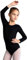 Vxcbad Gymnastikanzug Mädchen Turnanzug Mädchen Tanzbody Mädchen Balletttrikot Mädchen Ballett-Trikot für Kinder Langarm V-Ausschnitt Schwarz (Schwarz, 140(120-130cm))