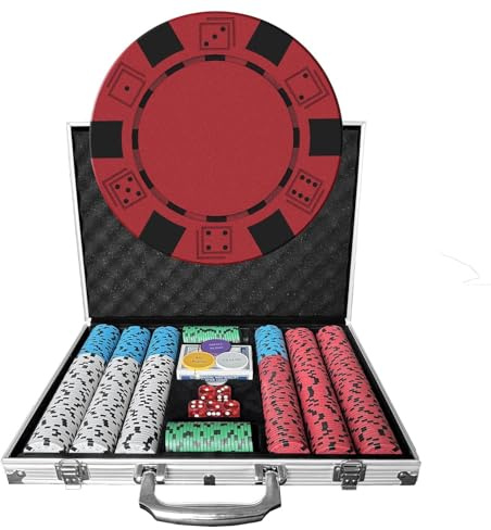 LOYCHIP Poker-Set, 500-teilig, mit Aluminium-Tragetasche und 11,5 g Profi-Gewichts-Chips, 2 Decks plus 5 Pokerwürfel, wasserdicht, Poker-Set, Casinospiel