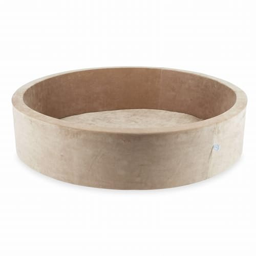 Mimii Piscine à Balles pour Bébé 130x30 cm en Mousse - Ronde Piscine pour Enfants, Garçons, Filles et Bébés, Jouet Doux et sécurisé, Ultra-Douce - Couleur Beige foncé, sans Balles
