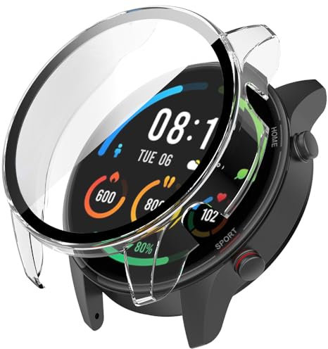 Funda para Xiaomi Mi Watch, Duro PC Case con Vidrio Protectora de Pantalla, Anti-arañazos, Anti-Polvo, Cover Carcasa para Xiaomi Mi Watch Color/Sport