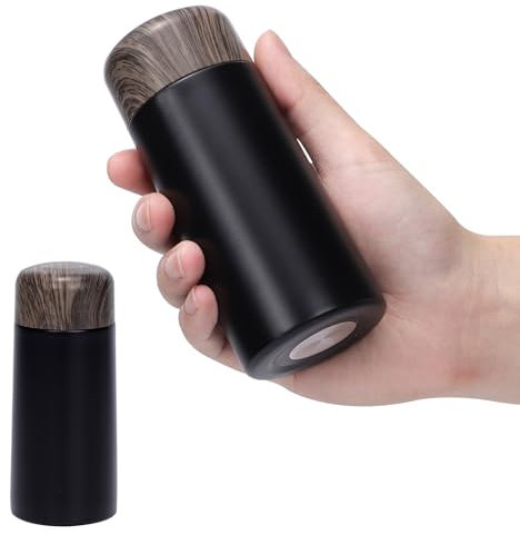 Risipu Small Water Bottle 150ml with Straw – Mini Thermos Flask for Hot and Cold Drinks, One-Hand Open, Leak-Proof Lid, Stainless Steel, Portable for Coffee, Milk, Juice (B-Black)