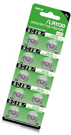 Lot de 10 piles bouton alcalines LR1130 1,5 V AG10/LR54/189/389 pour divers appareils électroniques