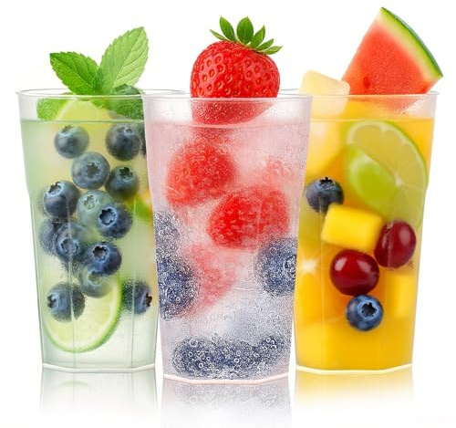 dabinzhijia 50 Bicchieri Plastica, 500 ml, Bicchieri Cocktail Plastica Riutilizzabili, per Feste, Compleanni, Matrimoni, Ogni Occasione