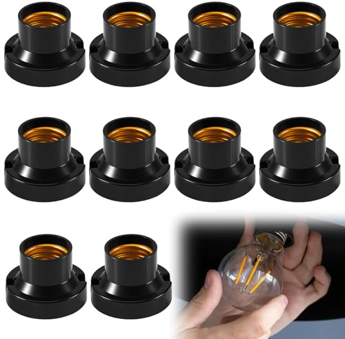 Joycabin 10 Stück Lampenfassung E27 Universal zum Anschrauben für DIY-Projekte, Lampenaufhängung Pendelleuchte Hängeleuchte, Kunststoff und Metall, Schwarz