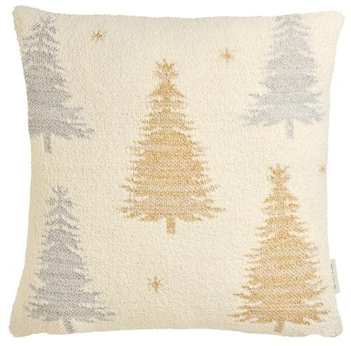 TOM TAILOR Weihnachtskissen Natur – Kissenbezug Weihnachten – Glitzerbaum in Metalloptik – Couchkissen – Deko Kissenhülle 30x50 kuschelig, weich, für Sofa, Bett & als Geschenkidee