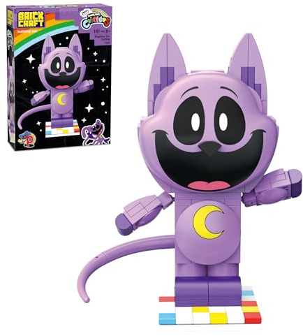 Brickcraft Poppy Playtime CatNap Smiling Critters Building Set, 151 Piece Posable Purple Cat Figure with Tail, Collectible Horror Game Building Toys Gift for Boys & Girls Ages 8 and Up