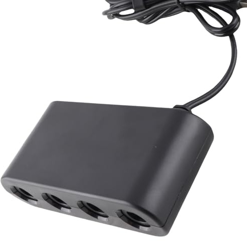 Naroote GC Controller-Adapter mit -Funktion für, PC, 4 Anschlüsse, 3-in-1-Game-Controller-Adapter für Multiplayer-Gaming, Schwarzes ABS-Material