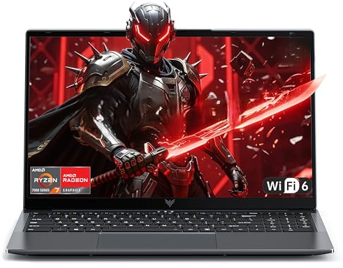Gaming Laptop with AMD Ryzen7 7730U Processor（Up to 4.5GHz,8C/16T),16GB DDR4 RAM 512GB SSD, AMD Radeon Graphics,WiFi 6,15.6 inch IPS Display,Webcam, Windows 11 Laptop Computer for Video Editing