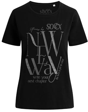 SOCCX Damen T-Shirt Rundhals mit Artwork