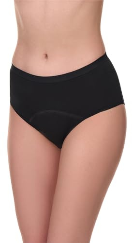 Merry Style Damen Inkontinenzunterwäsche Klassischer Slip aus Baumwolle Waschbare Inkontinenz Unterhose 4-Schicht-System Saugfähig bei Blasenschwäche und Stressinkontinenz MSGAB002 (Schwarz, XXL)