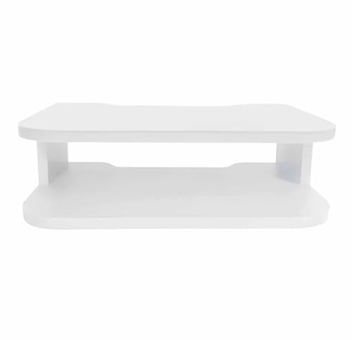 PREMZO Wall Floating Media Shelf TV Sky Box Set-Top Rack WiFi Router, DVD, Projector, Gaming Consoles, Multi-Layer Cable Management, Living Room, Bedroom Wall Organiser (White, 2 Tier)