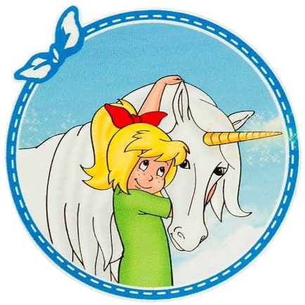 Mono-Quick 1437x Bibi Blocksberg© Applikation, Bügelbild, Patch, Rund mit Schleife, Kartoffelbrei, Einhorn (14374 - Bibi Schleife Einhorn)