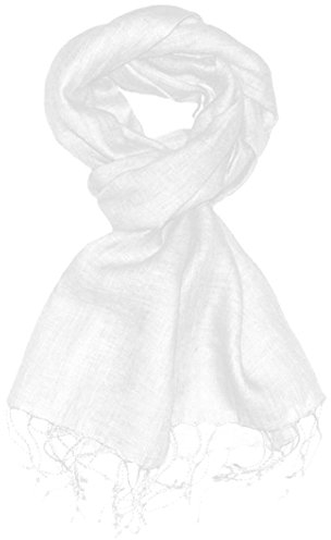Lorenzo Cana - Herrenschal Schal Tuch Leinenschal 65 x 175 cm 100% Leinen Cremeweiss uni einfarbig Schaltuch - 9307011