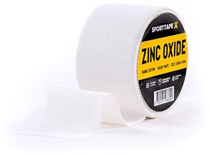 SPORTTAPE Zinc Oxide Tape - 3.8cm x 10m | White Sports Strapping Tape | Ankle Tape for Stability, Blister Prevention for Foot | Boxing, Rugby & Football Athletic Tape for Sports Injury