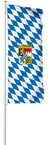 Vispronet® Bundesländerfahne 120x300 cm ✓ in Deutschland produziert ✓ versch. Materialien ✓ Hochformat (Supraflag®, Bayern -Raute mit Wappen)