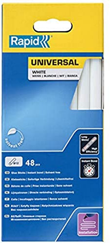 Rapid Heißklebesticks Weiβ Universal, 48 Klebesticks 190mm Länge, Universeller Heiβkleber, für Heißklebepistole 11mm, 12mm