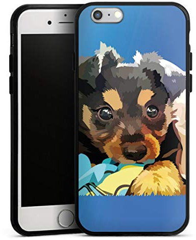 Silikon Hülle kompatibel mit Apple iPhone 6s Case schwarz Handyhülle Hund Tiere Haustier