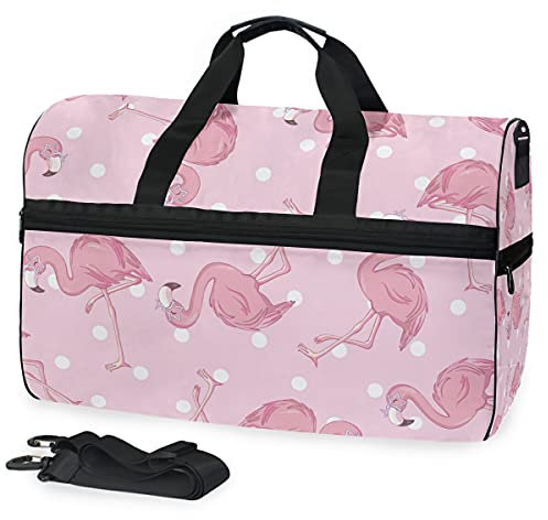 Cartoon Rosa Flamingo Sporttasche Badetasche mit Schuhfach Reisetaschen Handtasche für Reisen Frauen Mädchen Männer