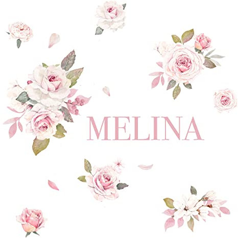 Little Deco Wandtattoo Rosen & Wunschname I Wandbild 122 x 94 cm (BxH) I Kinderzimmer Babyzimmer Wandaufkleber Mädchenzimmer Blumen Wandsticker Aufkleber DL318-D2