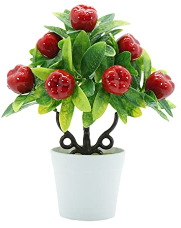 Dysetcs Künstliche Obstbaum, künstliche Obst, Orangenbaum, Bonsai, dekorative Kunstpflanze mit Töpfen, Schreibtisch-Dekoration für Zuhause, Hochzeit, Party, Büro, Schreibtisch-Dekoration, 2 Stück
