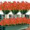 Künstliche Blumen 16 Bündel im Freien UV-beständig gefälschte Blumen kein Verblassen Faux Kunststoff Greenery Sträucher Garten Veranda Fenster Box dekorieren (Orange)