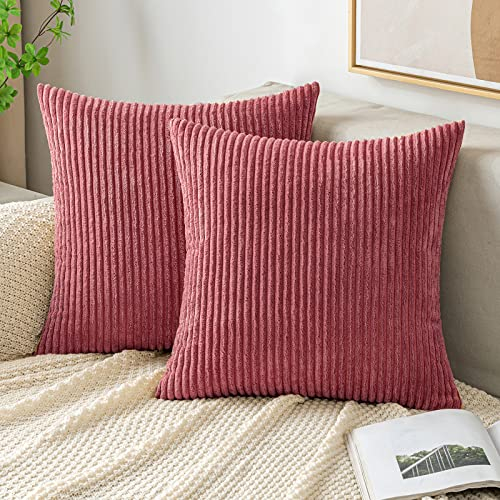 EMEMA Kissenbezug 50x50 cm Kordsamt Kissenbezüge Dekokissen Sofakissen Cord Kissenhülle Zierkissenbezug Kord Dekorative Weiche für Sofa Wohnzimmer Schlafzimmer 2er Set Marmelade