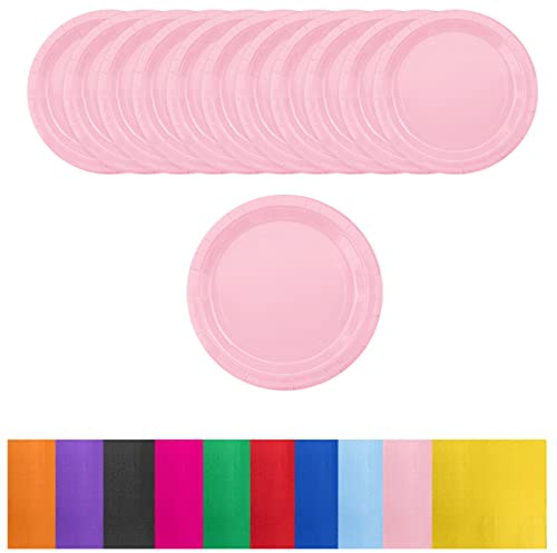 Aisszhao 16pcs Pink Paper Plates 9 Inch Solid Color Paper Plates,Disposable Paper Plates Tableware Birthday Decorations Plates for Him,Her,Men,Women,Adults Tea Party,Paper Plates for Kids Party