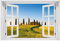 Wallario Outdoor-Poster für Garten oder Balkon Villa in der Toskana, Motivbanner Größe: ca. 60 x 90 cm mit Fenster-Illusion