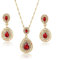 TOEECY Elegantes Schmuckset Mit Rotem Kristall Vergoldet Halskette Und Ohrringe Damen Schmuckset Festliches Accessoire Hochwertiger Schmuck Für Frauen
