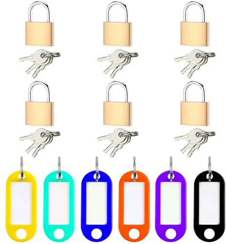6 mini candados con 6 llaves de colores, juego de cerradura de cobre con llave, cerradura de seguridad para equipaje, adecuado para maletas, mochilas, buzones, cajas de joyería