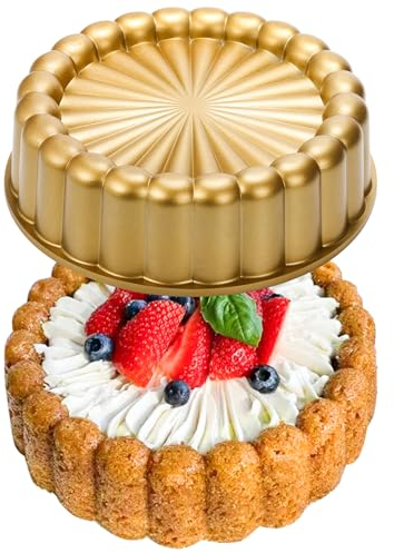 Goaste 24,1 cm Charlotte Kuchenform, wiederverwendbare Form, geriffelte Kuchenform, antihaftbeschichtete Aluminium-Kuchenformen mit Blumenform für Käsekuchen, Schokoladenkuchen, Erdbeer-Shortcake,