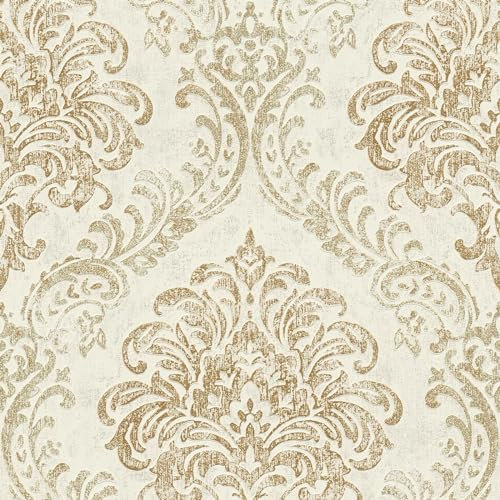BRICOFLOR Vliestapete weiß gold ideal für Schlafzimmer und Wohnzimmer Barock Tapete im Vintage Shabby Chic